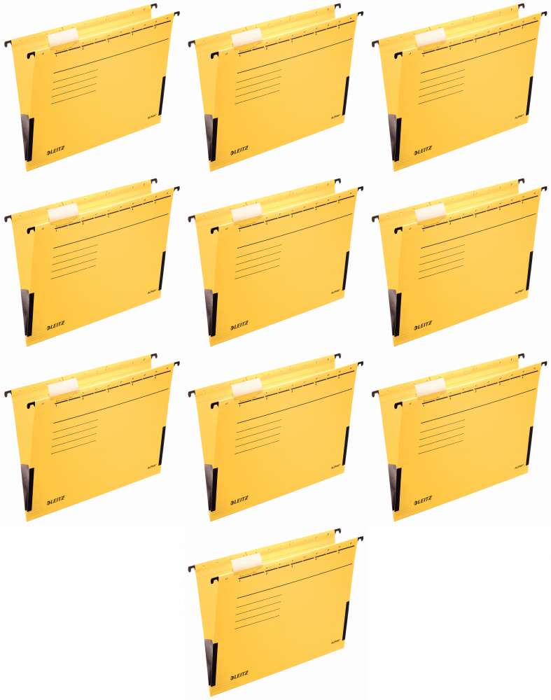 10x Teczka zawieszkowa kartonowa z rozciągliwymi bokami Leitz Alpha, A4, 348x260mm, 275g/m2, żółty