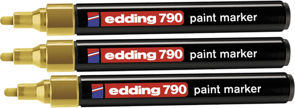 3x Marker olejowy edding, 790, okrągła, 2-3mm, złoty