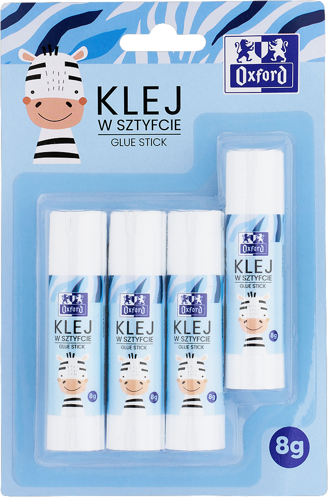 Klej w sztyfcie Oxford Kids, 8g, blister, 4 sztuki