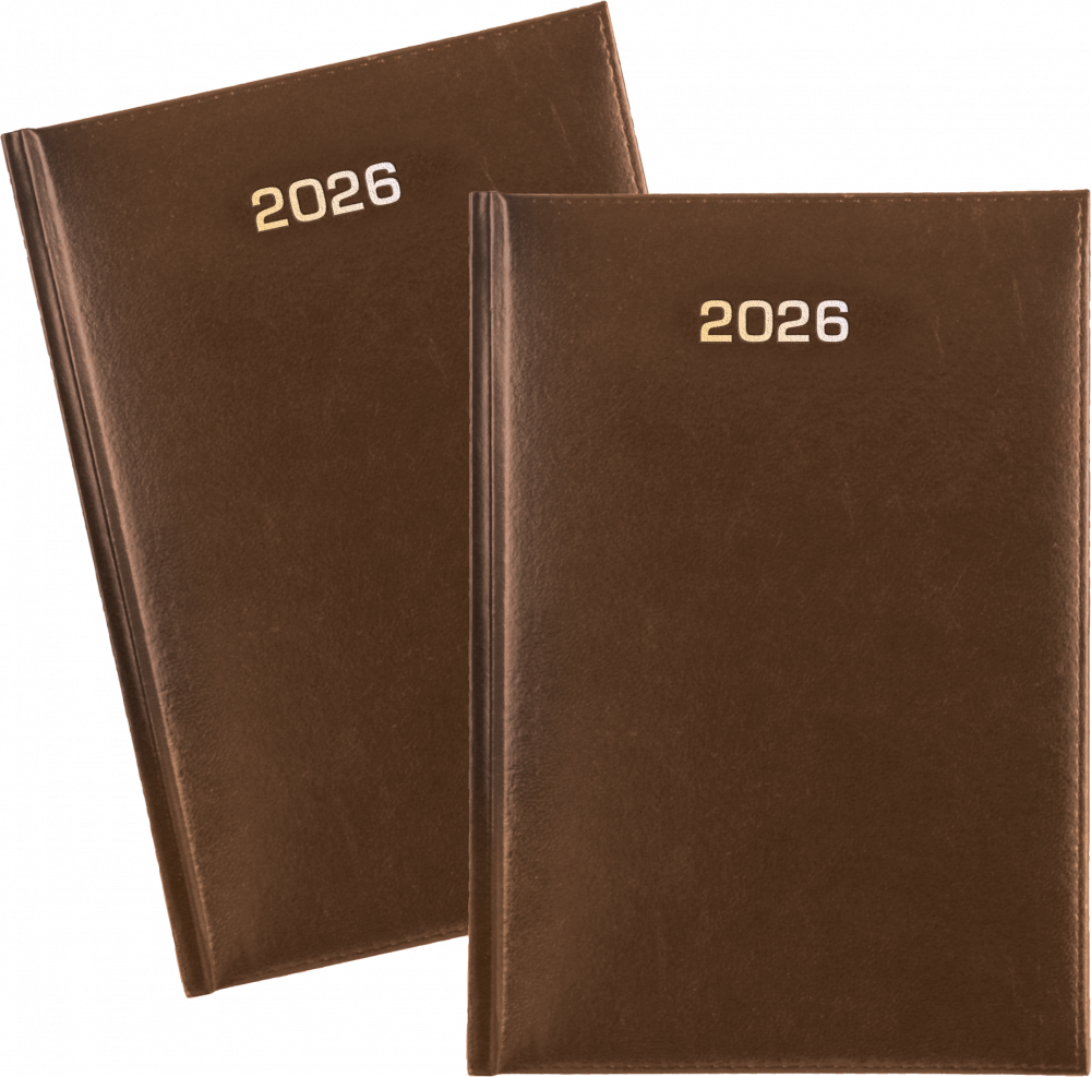 2x Kalendarz książkowy 2026, Udziałowiec, Dyrektorski, A5, dzienny, brązowy