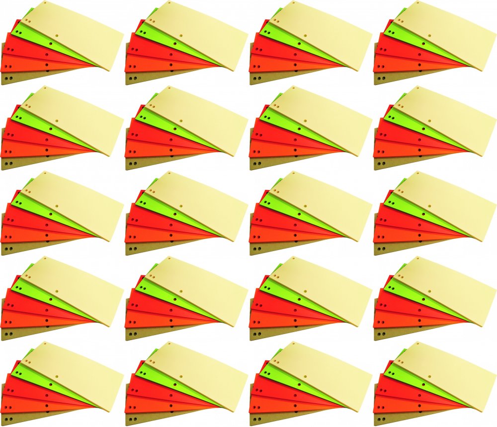 20x Przekładki do segregatora Office Products, kartonowe, 1/3 A4, 100 sztuk, mix kolorów