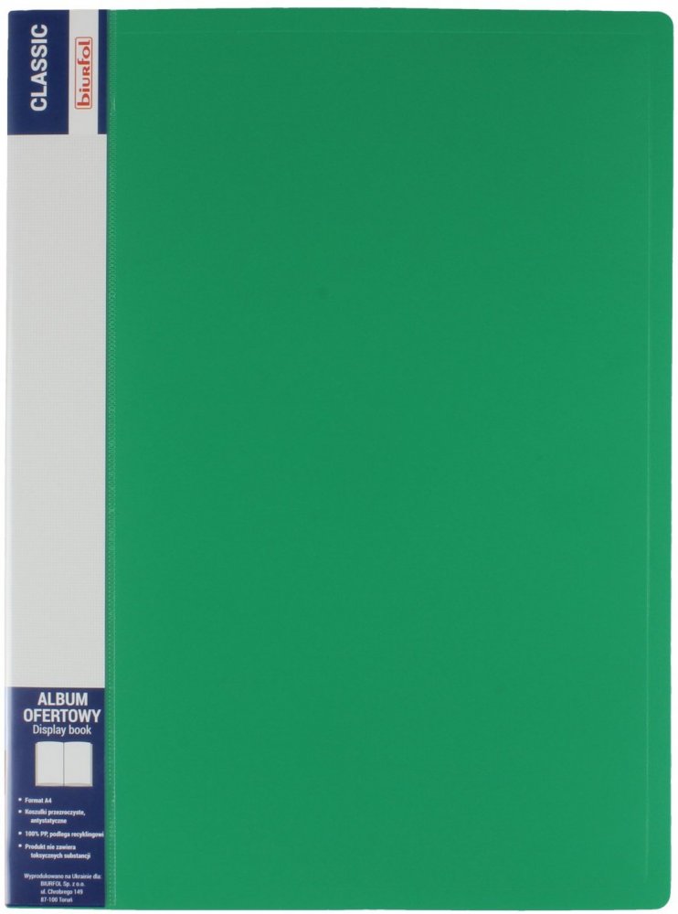 Album ofertowy Biurfol Classic, A4, 20 koszulek, zielony
