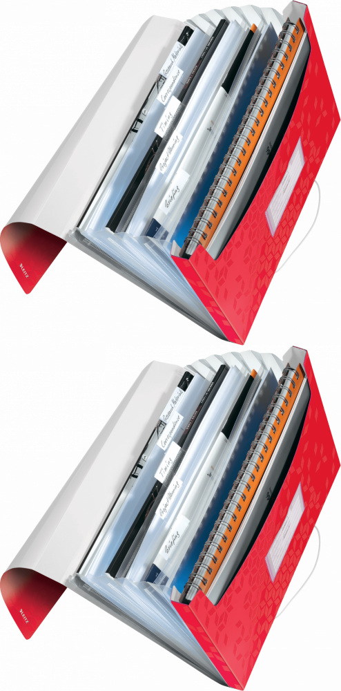 2x Teczka z przegródkami Leitz Wow, A4, 6 przegródek, czerwony