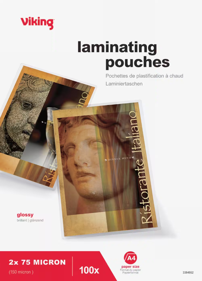Folia do laminowania Viking, 216x303mm, A4, 2x75 μm, 100 sztuk