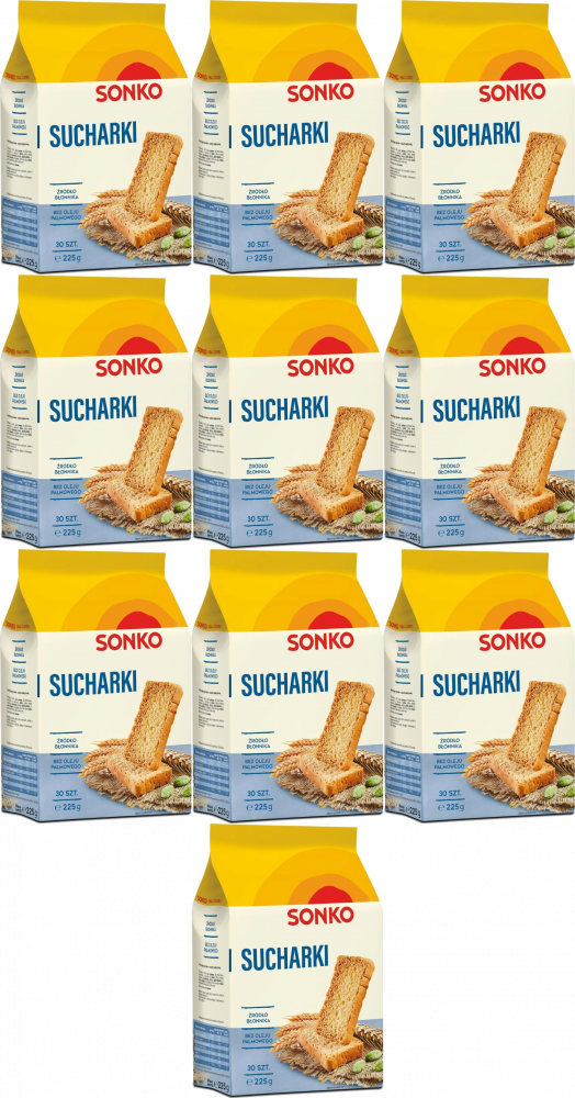 10x Sucharki Sonko, 30 sztuk, 225g