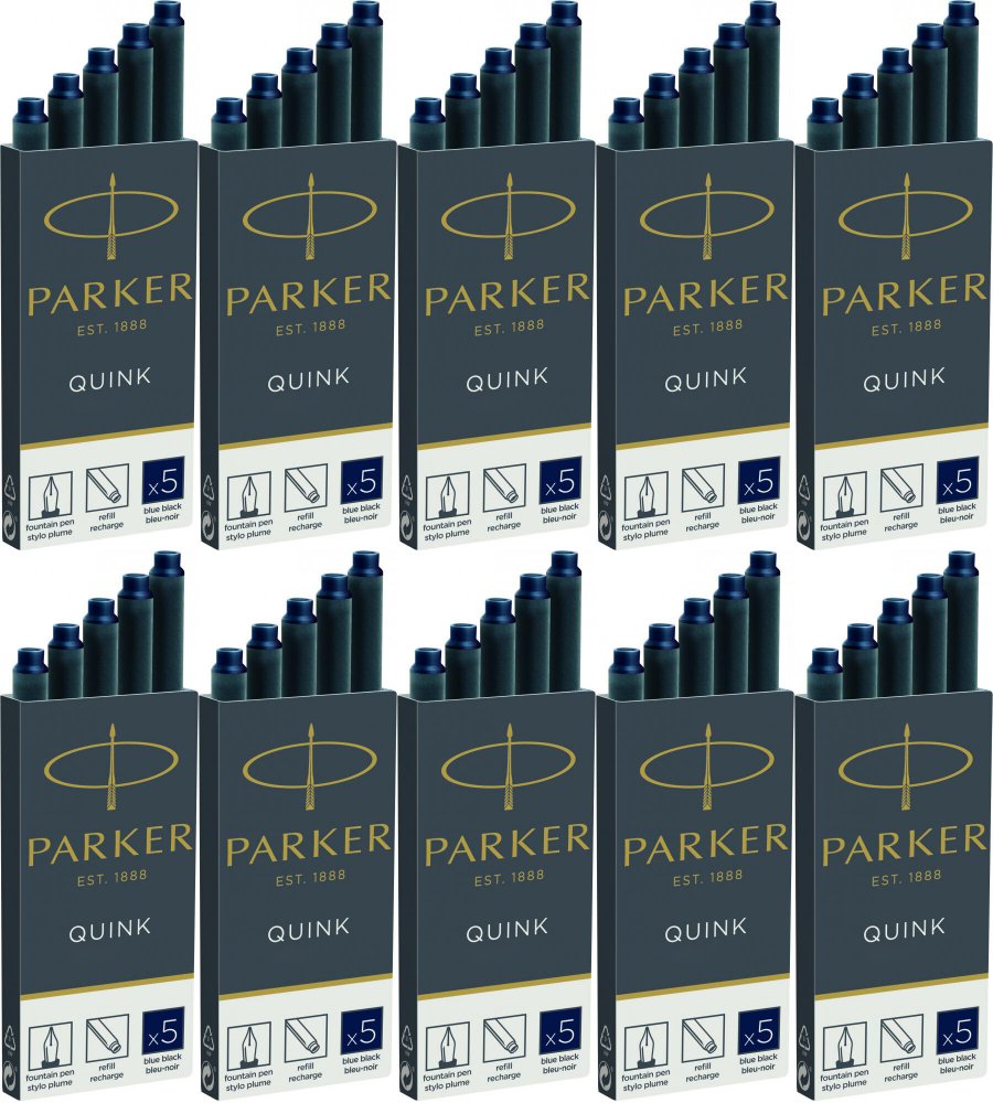 10x Naboje do pióra wiecznego Parker, długie, 5 sztuk, granatowy