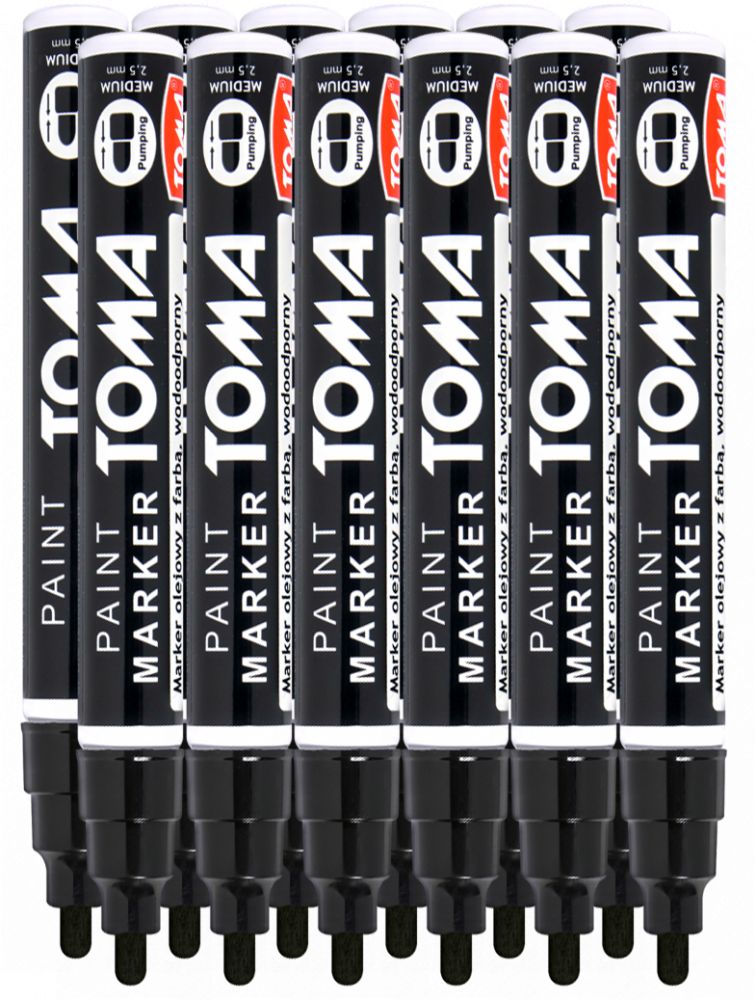 12x Marker olejowy Toma TO-440, okrągła, 2.5 mm, czarny