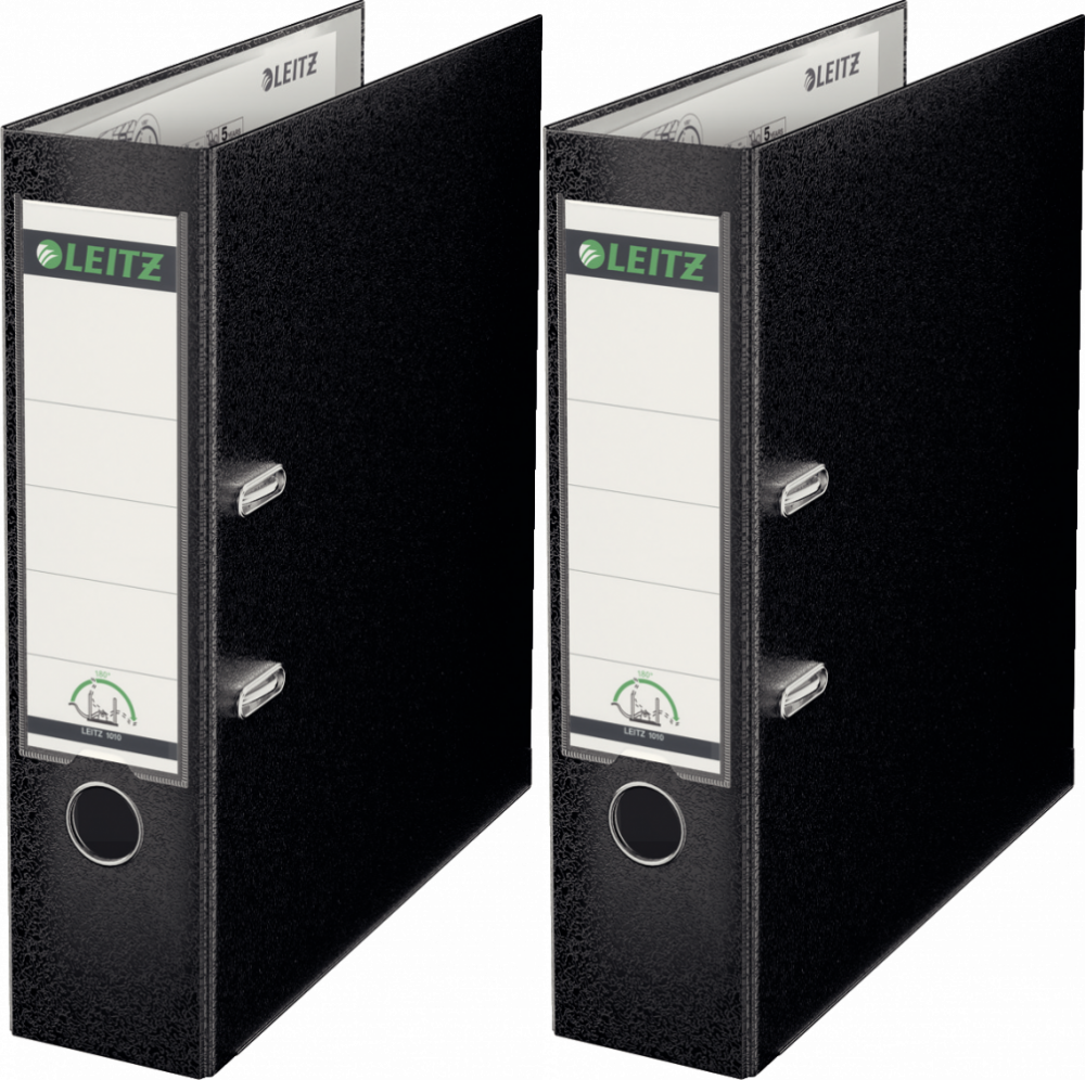 2x Segregator A4 Leitz 180°, szerokość grzbietu 80mm, do 600 kartek, czarny