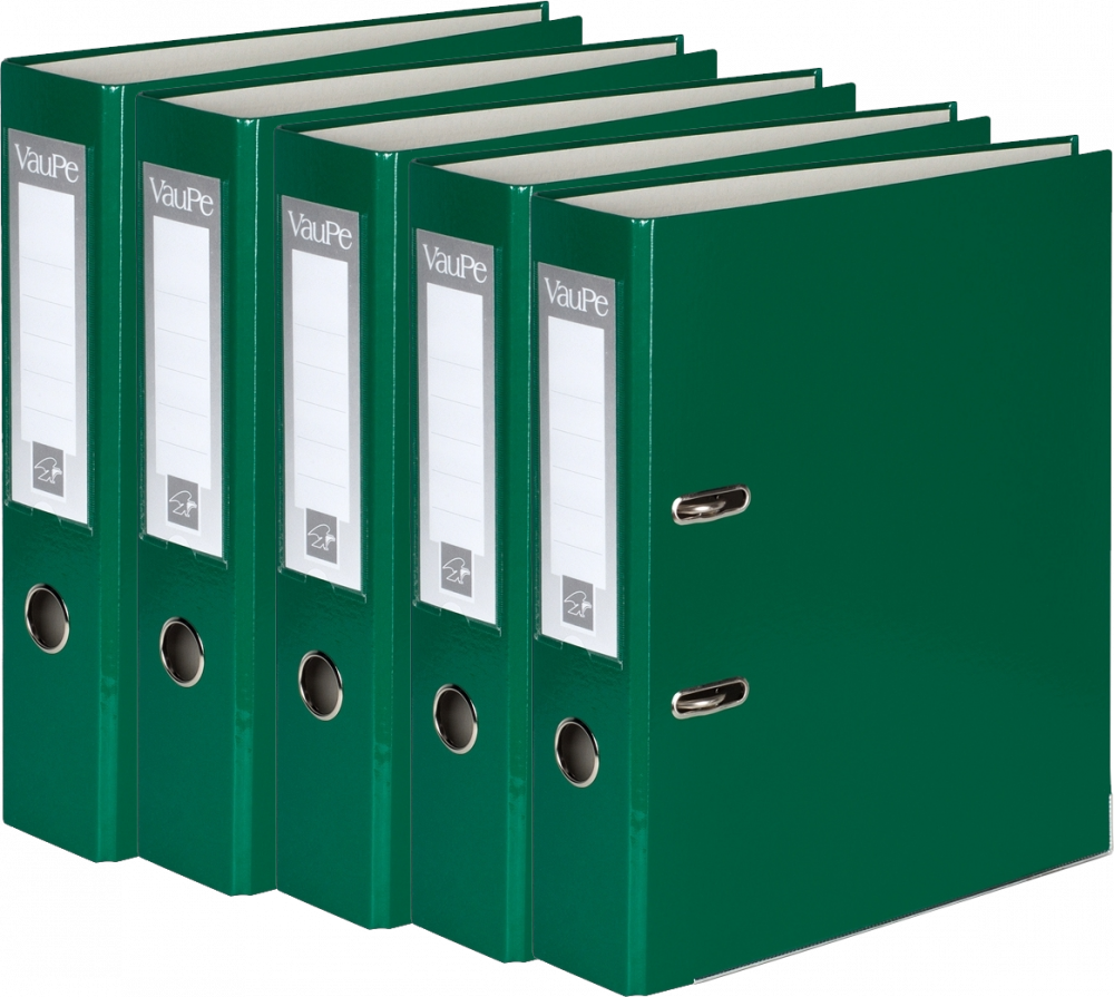 5x Segregator A4 VauPe FCK, 75mm, do 500 kartek, ciemnozielony