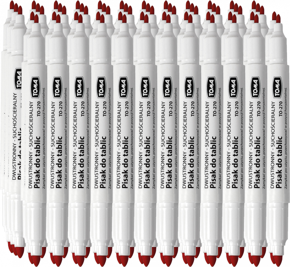 60x Marker suchościeralny Toma 270, dwustronny, okrągła, 0.8/1.5 mm, czerwony