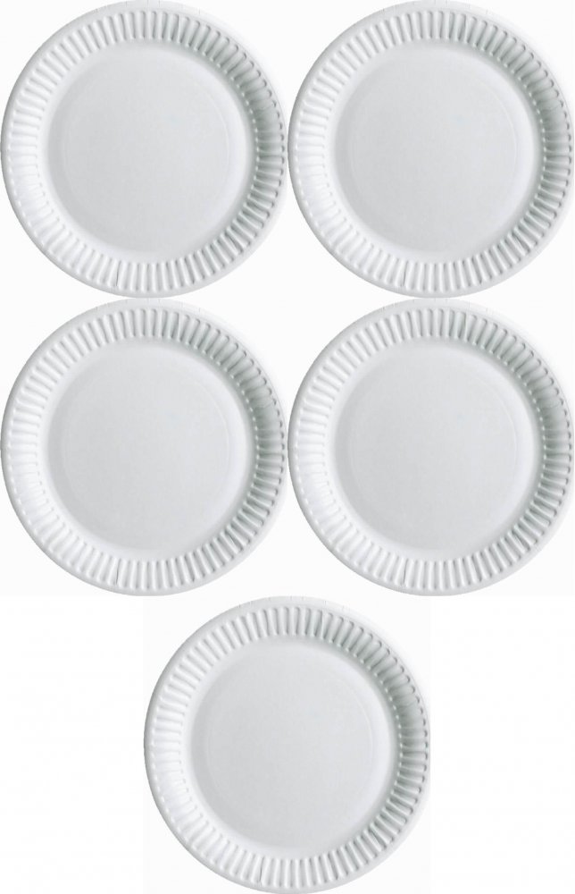 5x Talerze jednorazowe Bagstar, 23cm, papier, 100 sztuk, biały