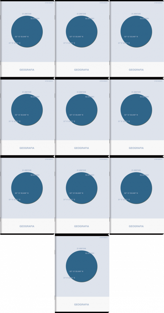 10x Zeszyt przedmiotowy w kratkę TOP 2000 Megamix Geografia, A5, 60 kartek, mix wzorów