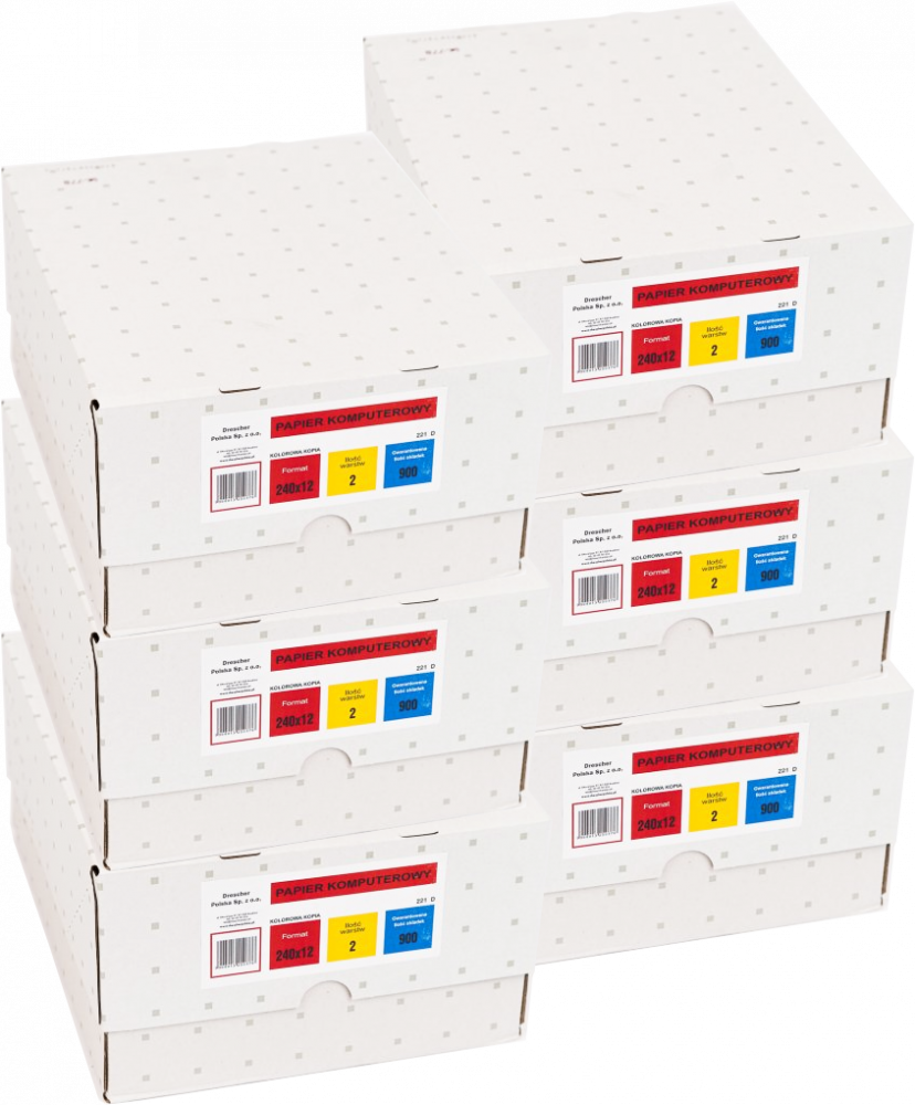 6x Papier samokopiujący do drukarki igłowej (składanka) Drescher Polska Sp. z o.o., 240mmx12", 1+1 bez nadruku