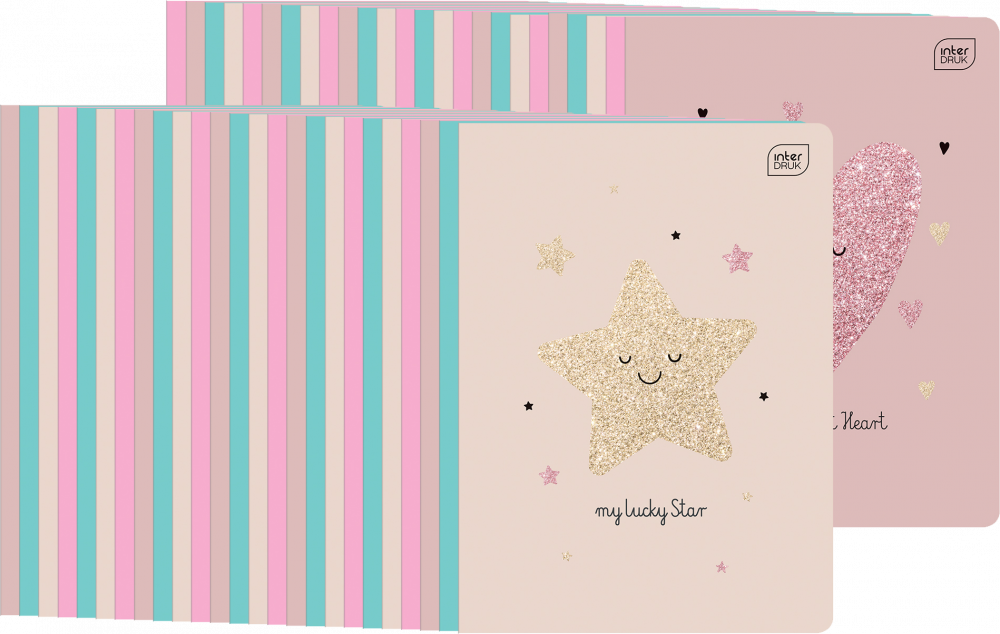 50x Zeszyt w kratkę Interdruk Glitter, A5, 32 kartki, mix wzorów