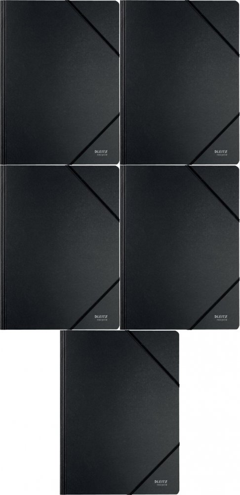 5x Teczka kartonowa z gumką Leitz Recycle, A4, 2mm, czarny