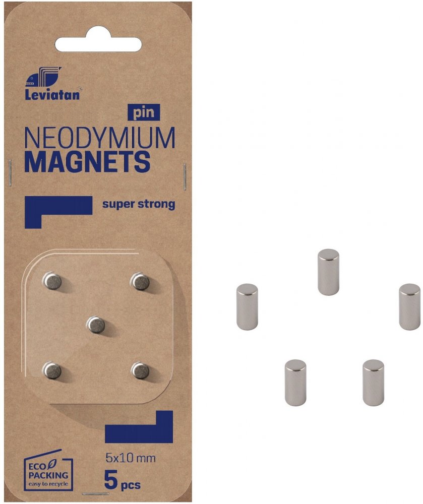 Magnesy neodymowe Leviatan, 5mm, 5 sztuk, srebrny