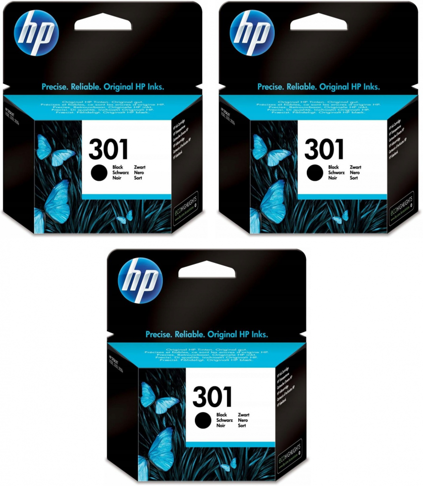 3x Tusz Hp 301 (CH561EE), 190 stron, black (czarny)