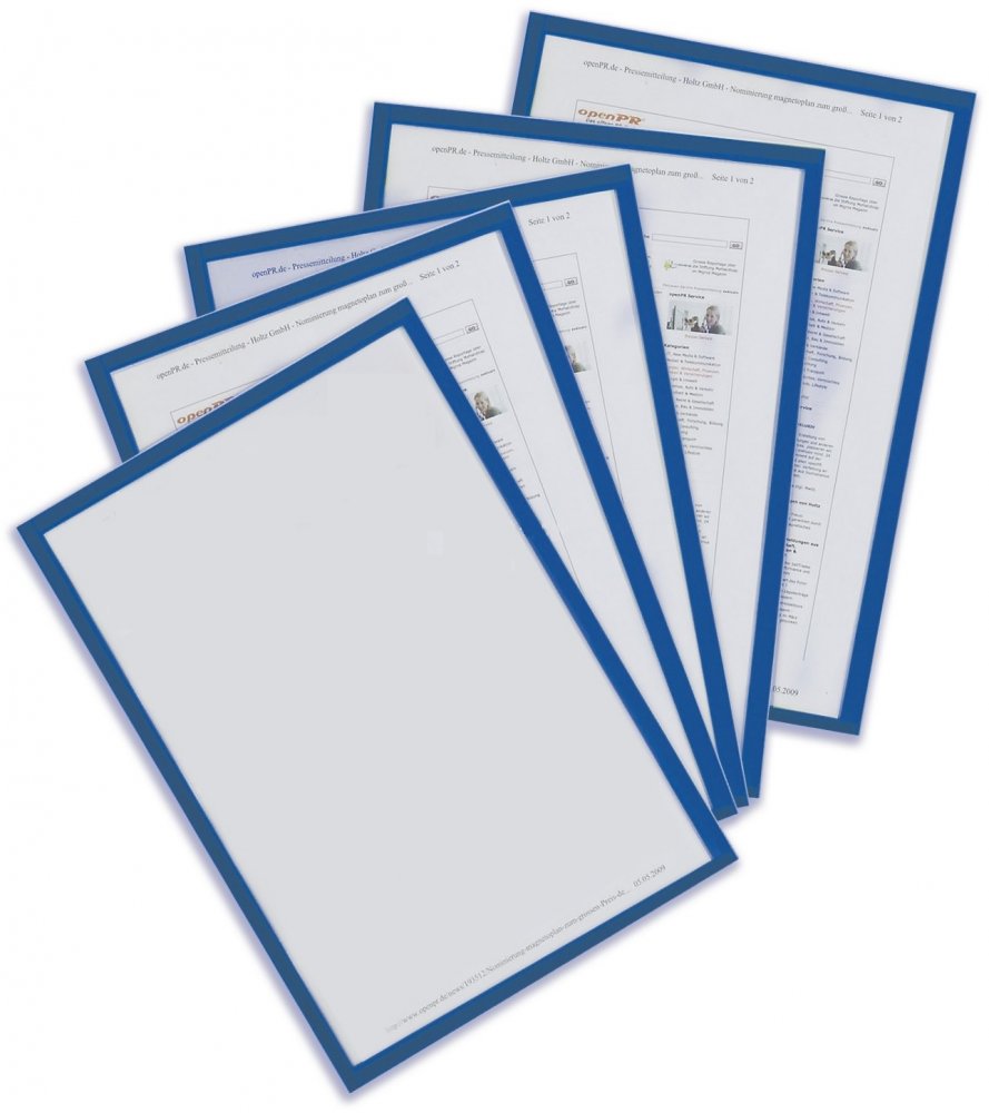 Ramka magnetyczna Magnetoplan, A4, 5 sztuk, niebieski