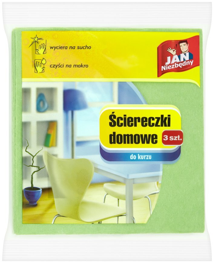 Ściereczki domowe Jan Niezbędny, do kurzu, 38x40cm, 3 sztuki, mix kolorów