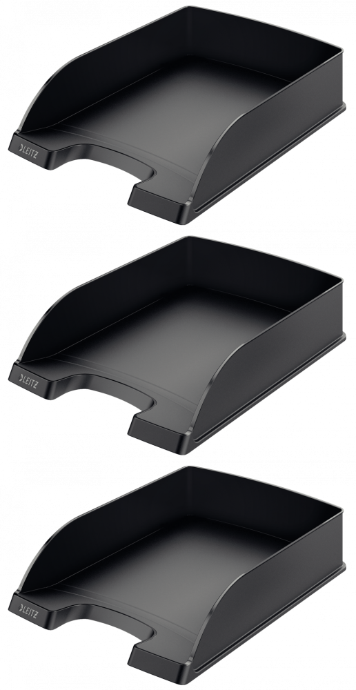 3x Półka na dokumenty Leitz Plus Standard, A4, plastikowa, czarny