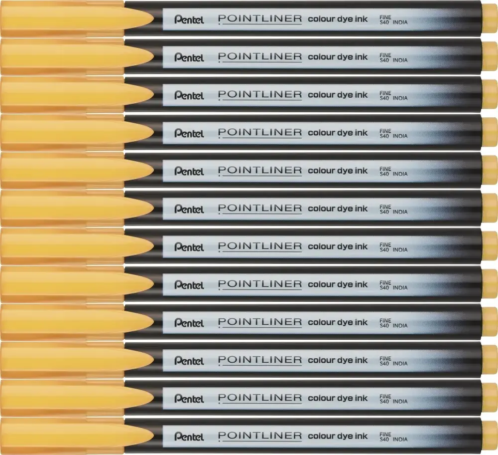 12x Cienkopis Pentel Pointliner Colour, ciemnożółty