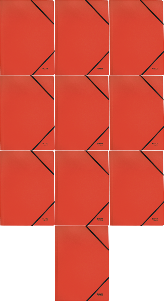 10x Teczka kartonowa z gumką Leitz Recycle, A4, 2mm, czerwony