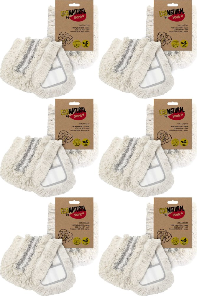 6x Mop płaski Eco Natural by York, 50x17cm, rozmiar płytki mopa 42x10cm, końcówka