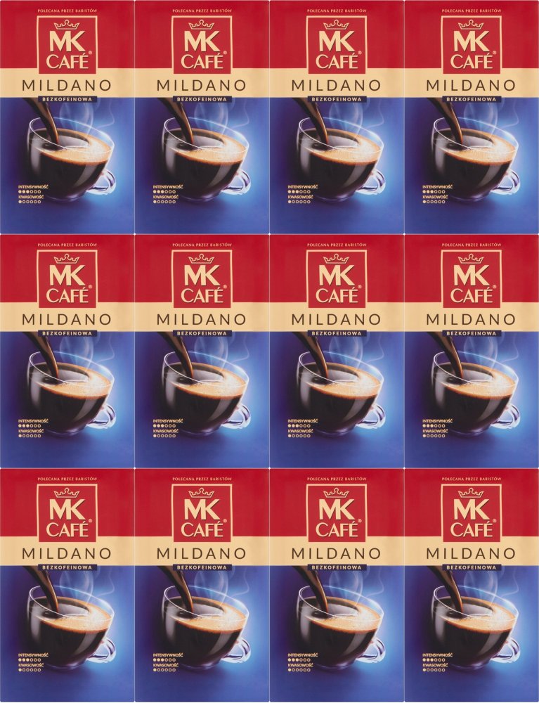 12x Kawa bezkofeinowa MK Cafe Mildano, mielona, 250g