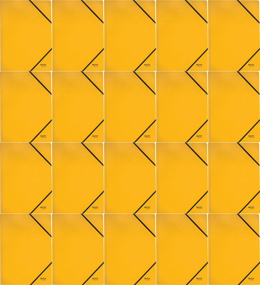 20x Teczka kartonowa z gumką Leitz Recycle, A4, 2mm, żółty