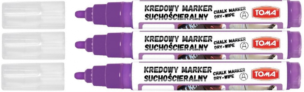 3x marker kredowy suchościeralny Toma TO-296, okrągła, 4.5 mm, fioletowy