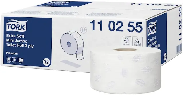 Papier toaletowy Tork Premium Mini Jumbo 110255, 3-warstwowy, 9.7cmx120m, 12 rolek, biały