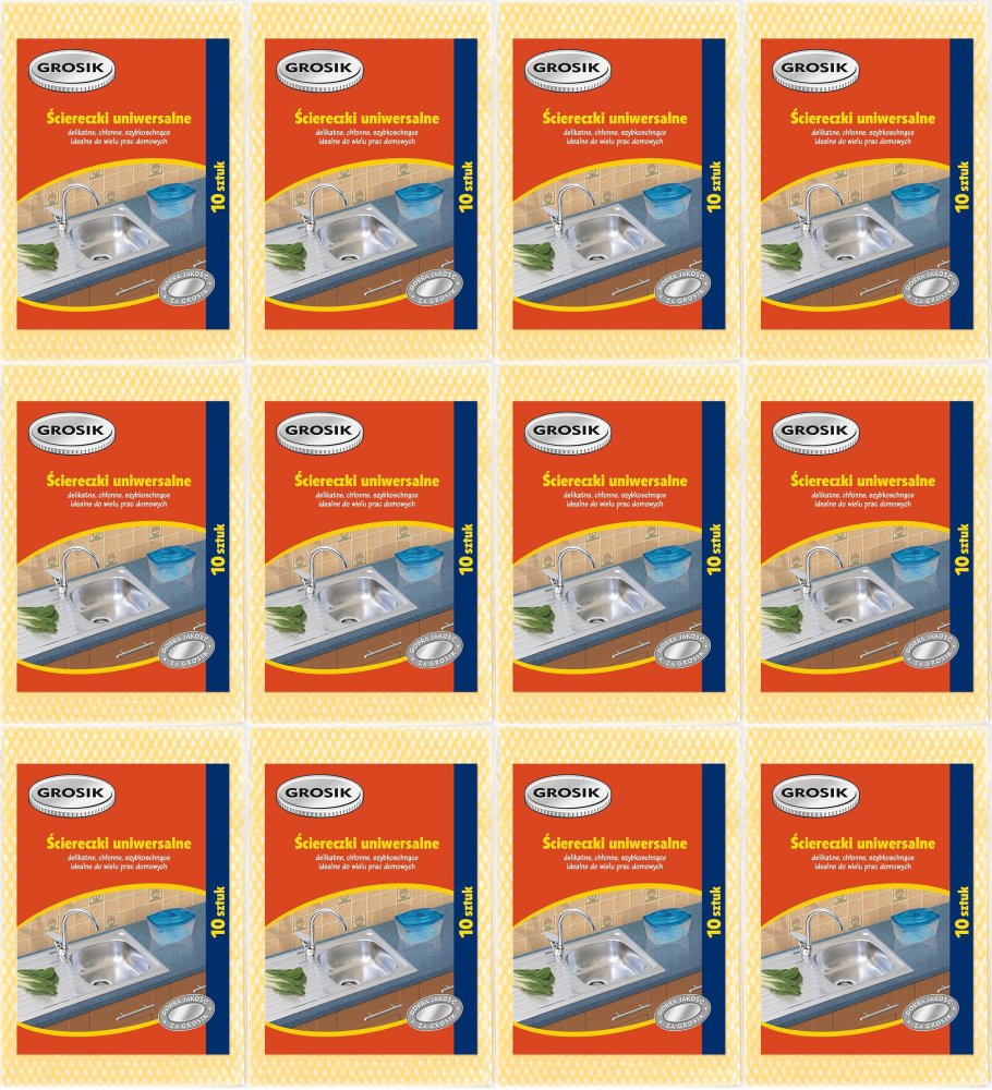 12x Ścierka Grosik, wiskoza, 50x34cm, 10 sztuk, mix kolorów