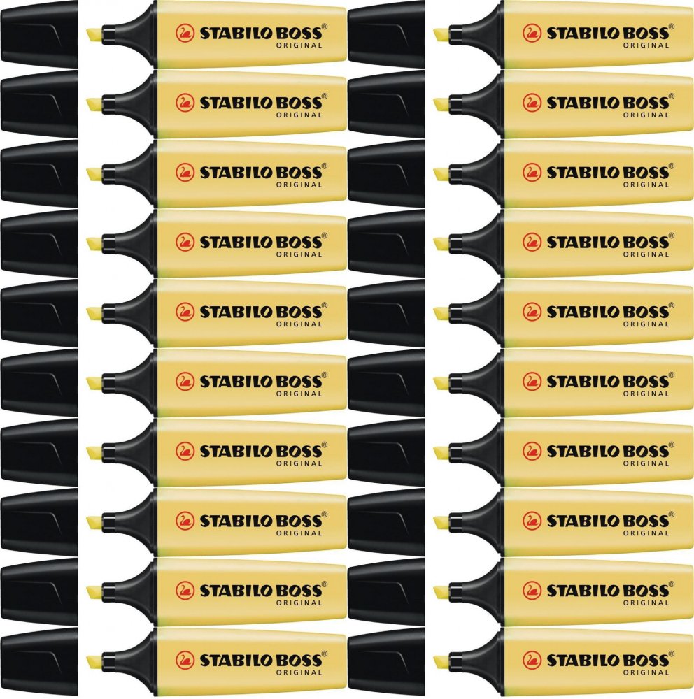 20x Zakreślacz Stabilo Boss Original 70/144, ścięta, pastelowy żółty