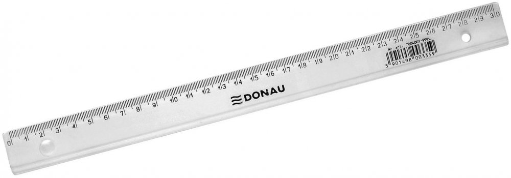 Linijka plastikowa Donau, 30cm, transparentny