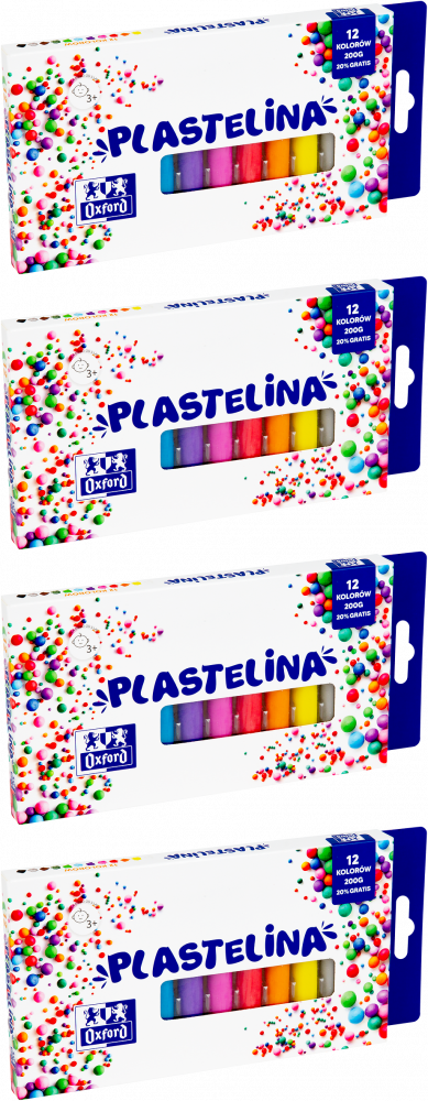 4x Plastelina Oxford mix kolorów, 12 kolorów, 200g