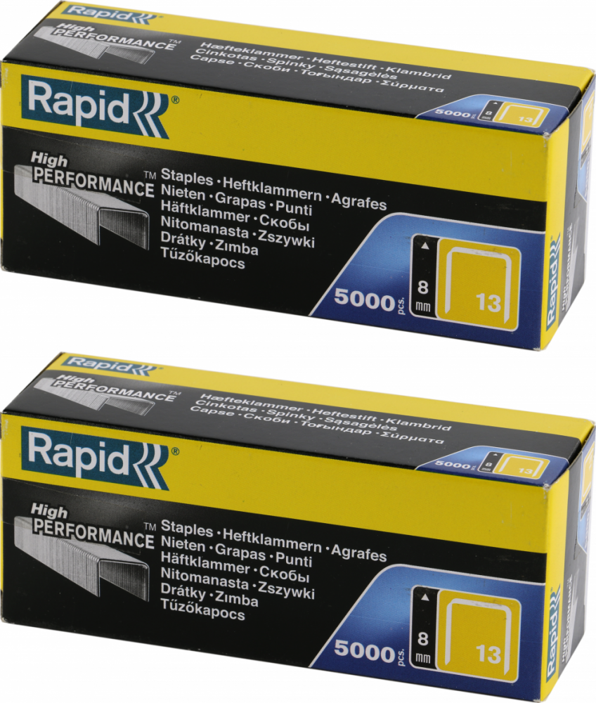 2x Zszywki Rapid, do zszywaczy pistoletowych, 13/8 5M, 5000 sztuk, srebrny