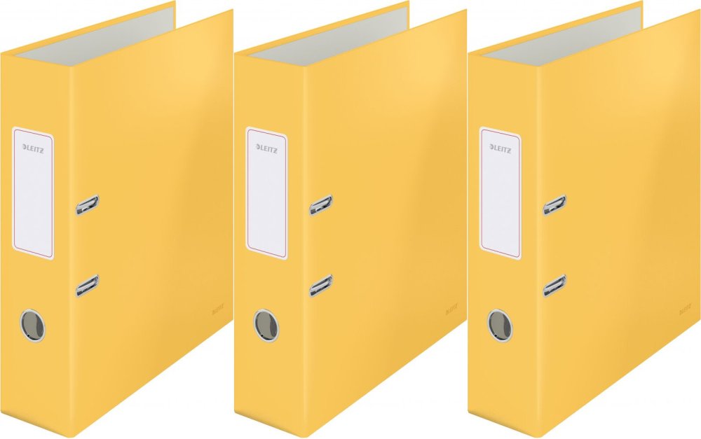 3x Segregator A4 Leitz 180°Cosy Soft Touch, 80mm, do 600 kartek, żółty