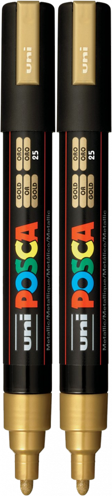 2x Marker Posca PC-5M, z farbą plakatową, okrągła, złoty