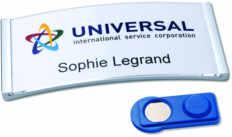 Identyfikatory na magnes Badgepoint Polar35, 80x34mm, 5 sztuk, srebrny