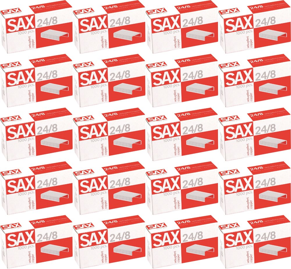 20x Zszywki miedziane Sax, 24/8, 1000 sztuk, miedziany