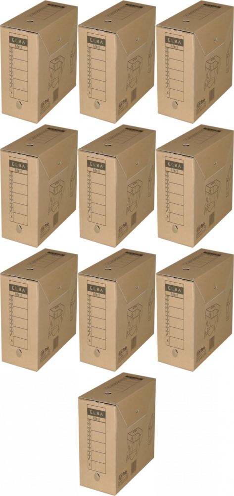 10x Pudło archiwizacyjne Elba Tric 3, A4, 155mm, brązowy