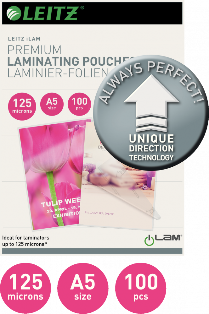 Folia do laminowania Leitz, UDT, A5, 125 μm, 100 sztuk