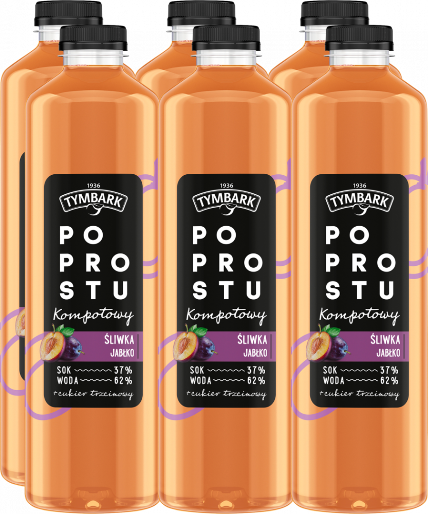 6x Napój Tymbark Po prostu Kompotowy, śliwka/jabłko, butelka PET, 1.25l