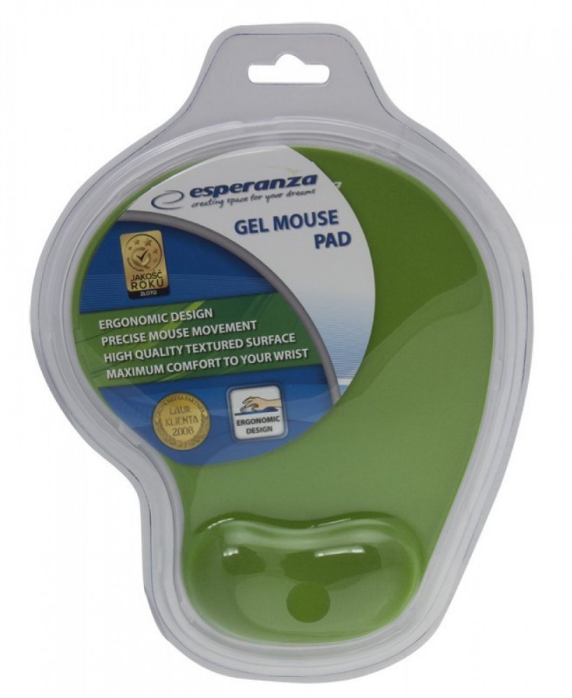 Podkładka żelowa pod mysz Esperanza, EA137G, 230x190x20mm, zielony