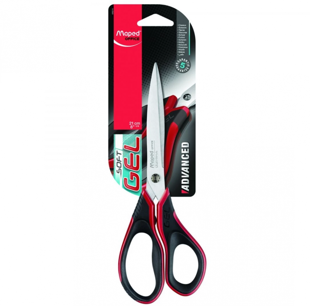 Nożyczki Maped Advanced Gel, 21cm, czerwono- czarny