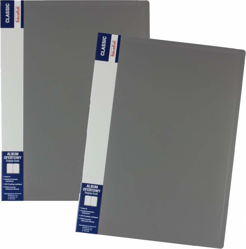 2x Album ofertowy Biurfol Classic, A4, 60 koszulek, szary