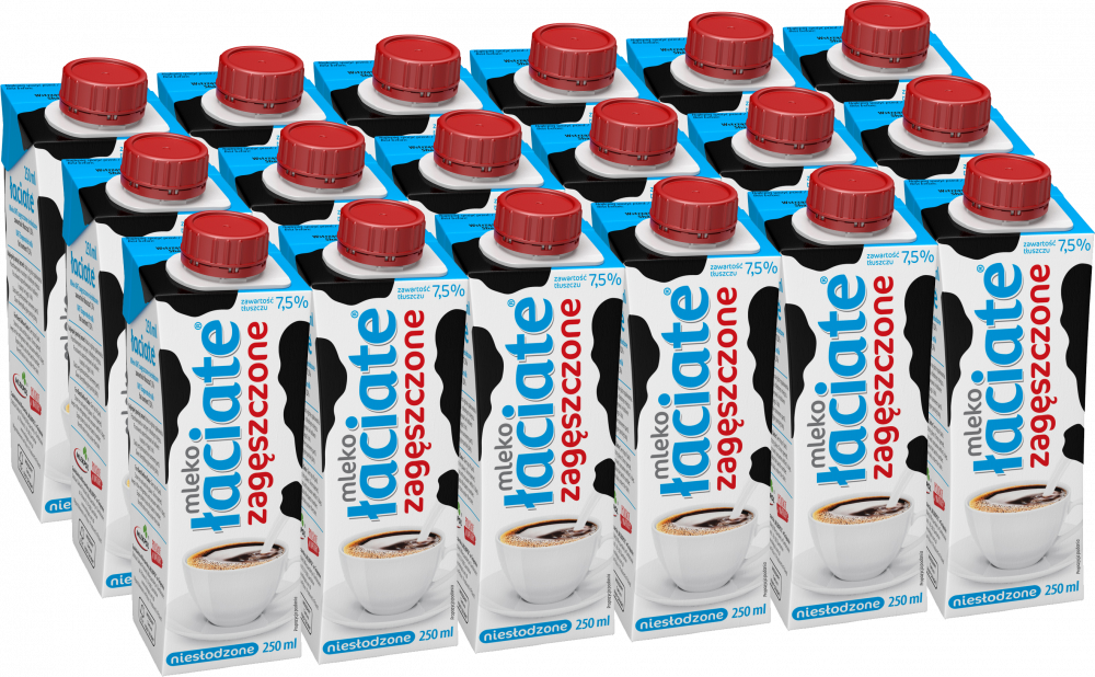 18x Mleko UHT zagęszczone niesłodzone Łaciate, 7.5%, 250ml