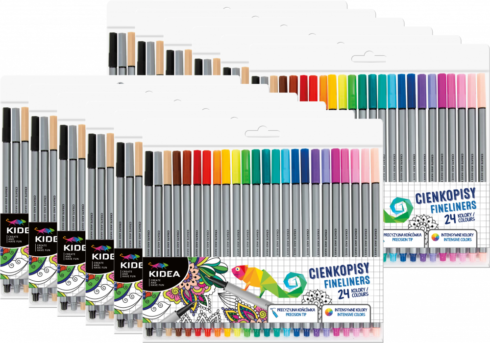 12x Cienkopisy Kidea, 24 sztuki, mix kolorów