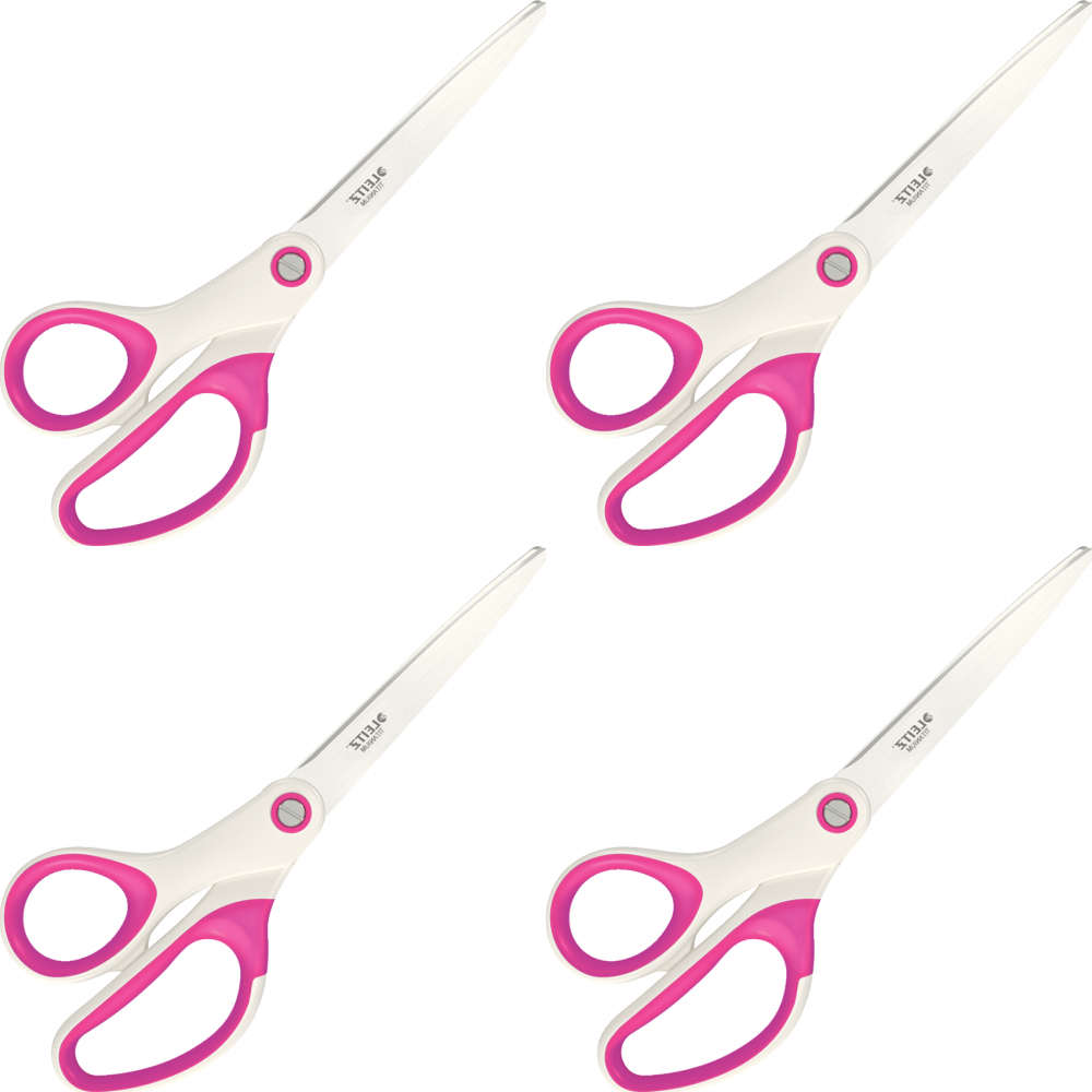 4x Nożyczki tytanowe Leitz, 20.5cm, biało-różowy