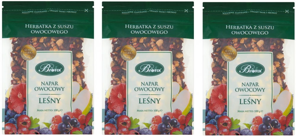 3x herbata owocowa z suszu BiFix, owoce leśne, 100g